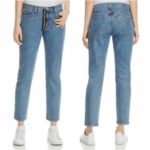 Hudson / Crop Riley Relaxed Straight Denim Jeans Double Zipper Fly